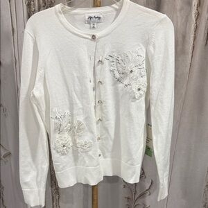 After Monday  Ivory Embellished Cardigan